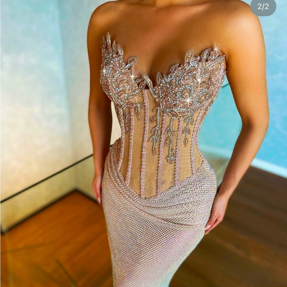 Custom Made Walone Fashion Group Embellished Beaded Gown